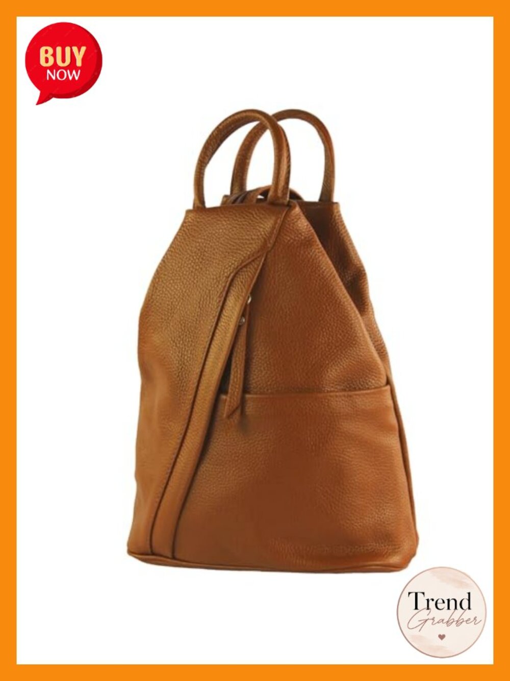 Italian Leather Women's Fashion Backpack with Convertible Straps, 5 Pockets,